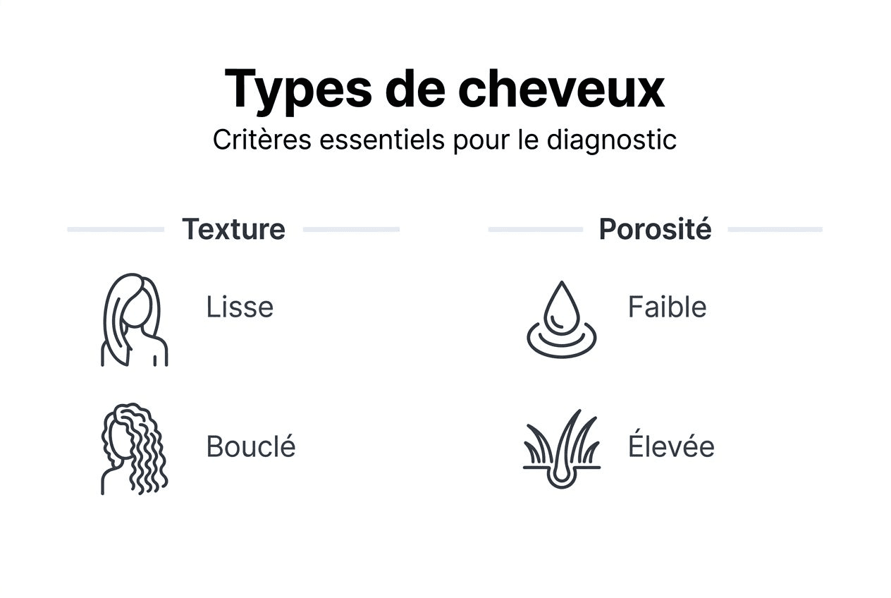 Découvrez notre infographie dédiée aux différents types de cheveux et aux principaux critères pour les reconnaître.