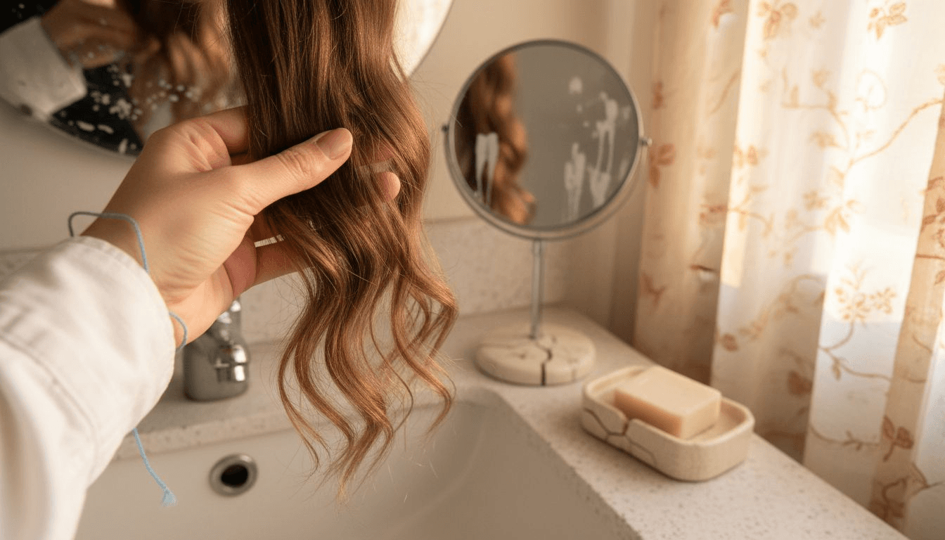 Close-up of damaged versus healthy hair texture