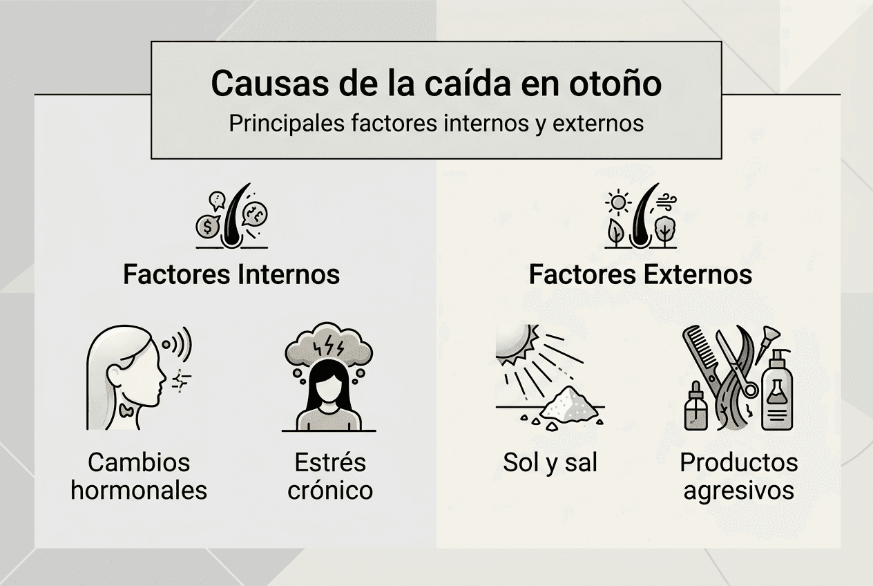Infografía sobre por qué se nos cae más el pelo en otoño