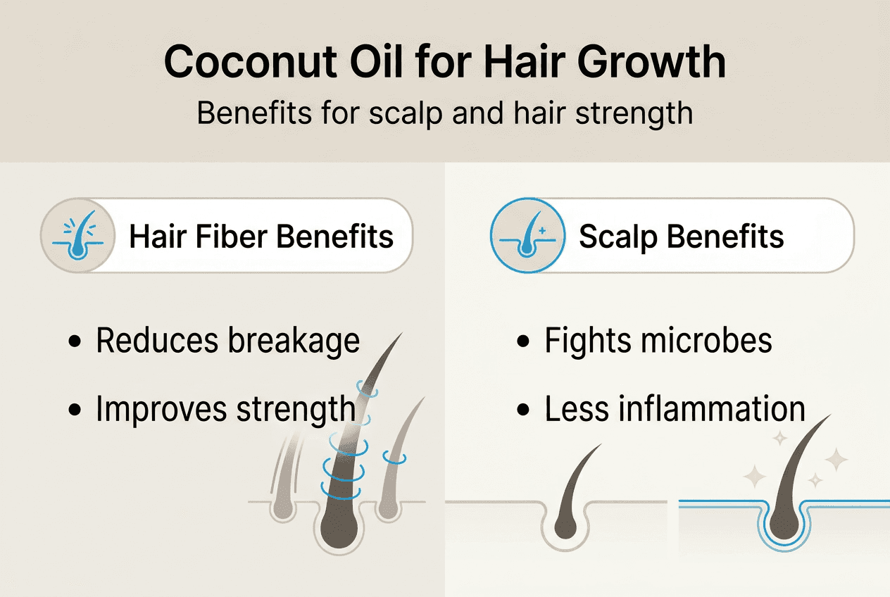 Infographic showing coconut oil hair benefits