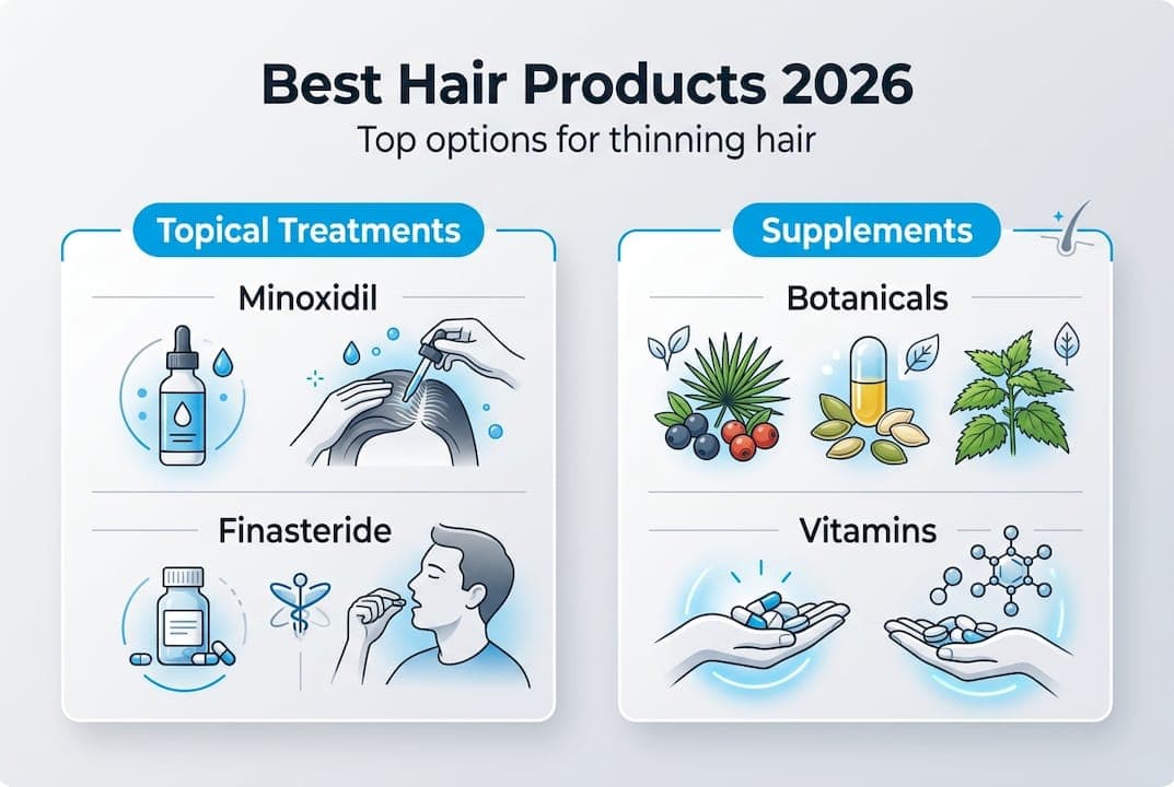 Infographic comparing hair thinning product types
