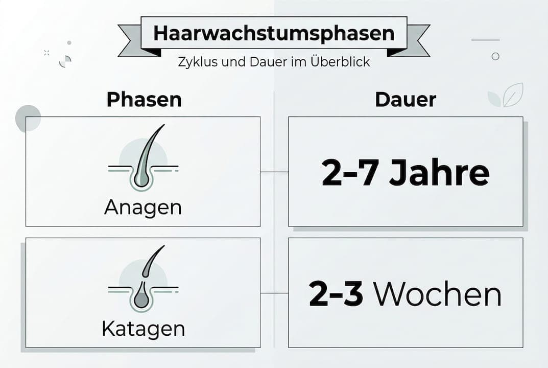 Grafik: Die verschiedenen Phasen des Haarwachstums im Überblick – Ablauf und Dauer