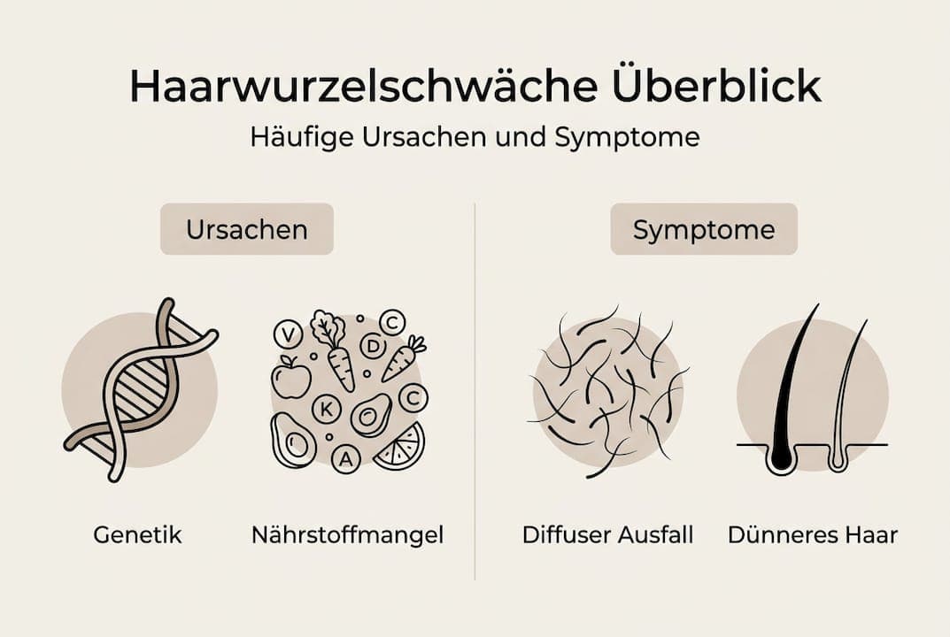 Grafik: Typische Auslöser und Anzeichen für geschwächte Haarwurzeln