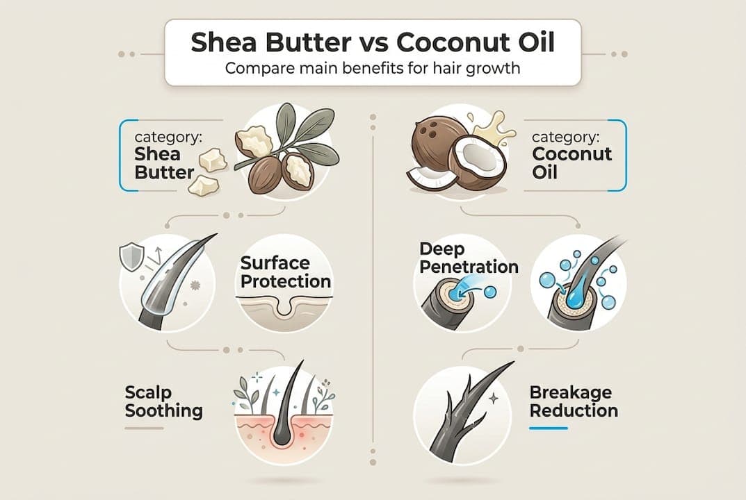 Infographic comparing shea and coconut oil benefits
