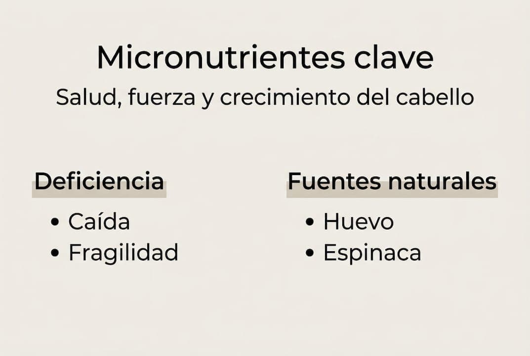 Guía visual sobre los micronutrientes esenciales para lucir un cabello sano
