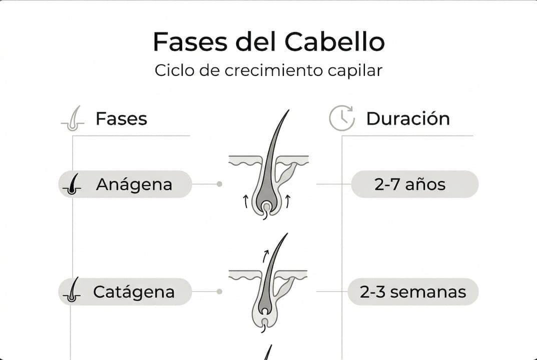 Infografía: etapas del ciclo de crecimiento del cabello