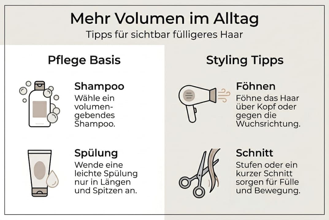 Infografik: Tipps und Tricks für mehr Fülle im Haar – So bringst du Volumen in deine Frisur