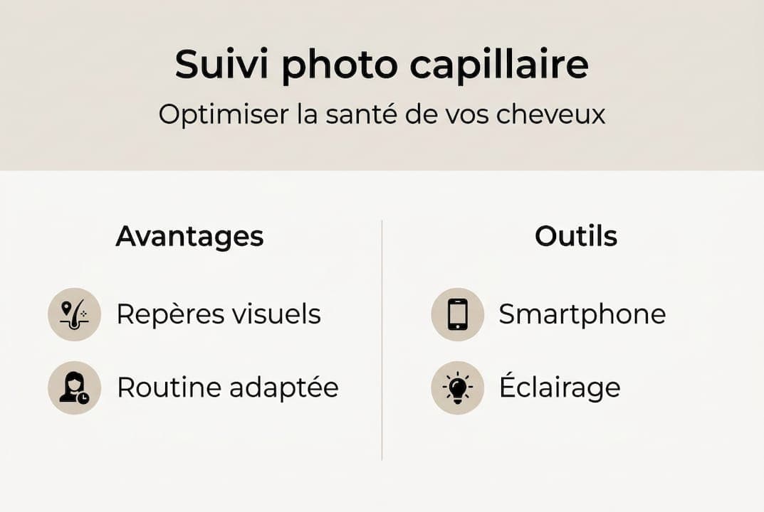 Visuel illustrant l'évolution de votre chevelure grâce au suivi photographique