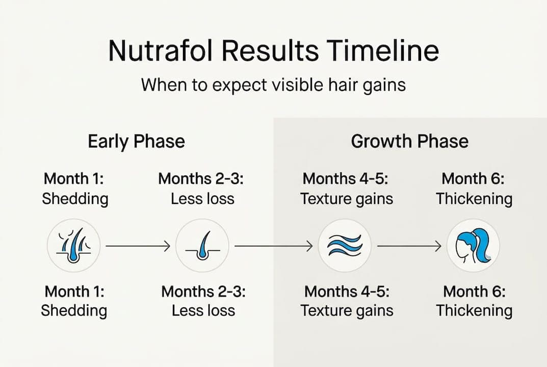 Infographic Nutrafol timeline stages for hair growth