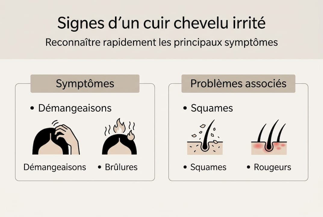 Visuel explicatif : comment reconnaître un cuir chevelu sensibilisé