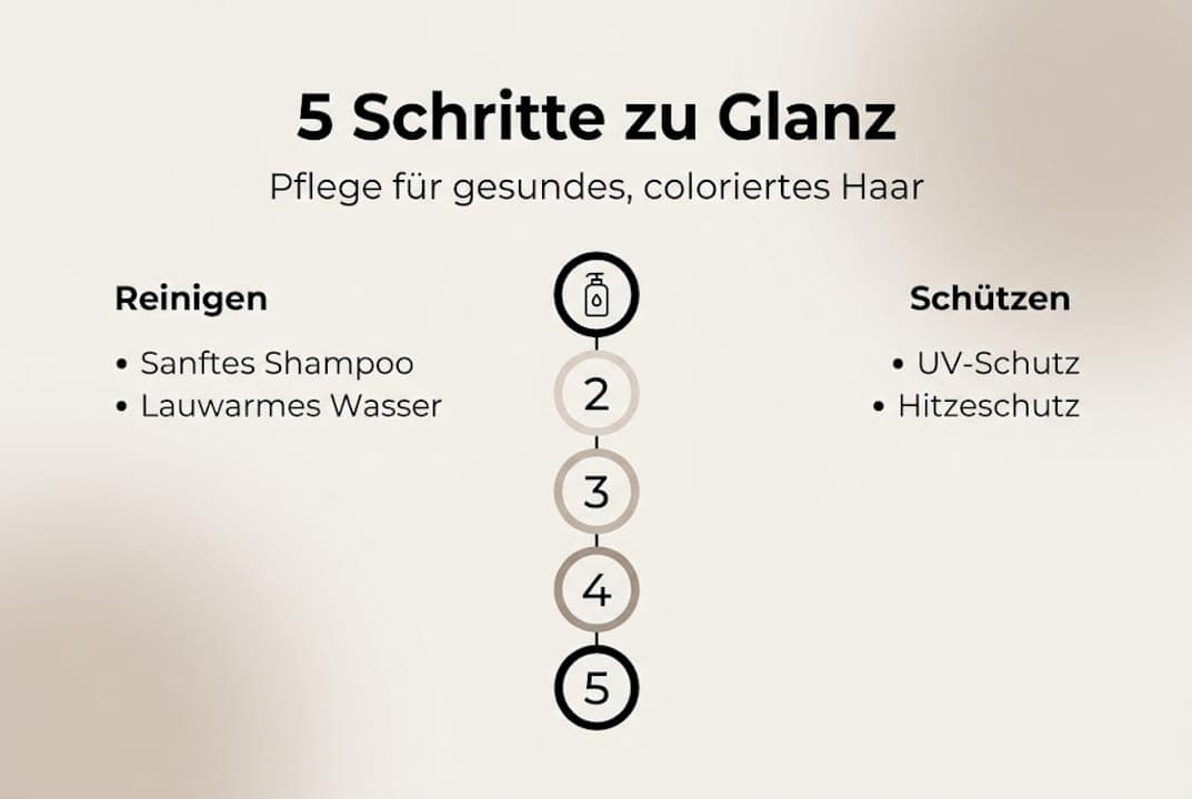 Infografik: Die 5 wichtigsten Pflegeschritte für gefärbtes Haar