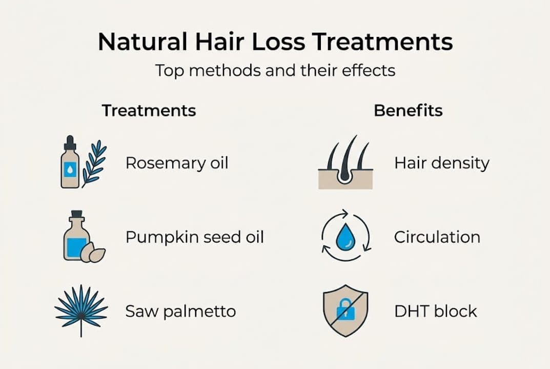 Infographic with top hair loss treatments and effects