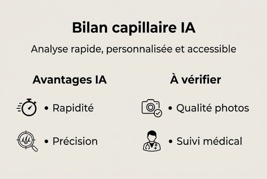 Découvrez notre infographie : tout ce qu’il faut savoir sur les bénéfices et les points d’attention de l’IA appliquée à la beauté des cheveux.