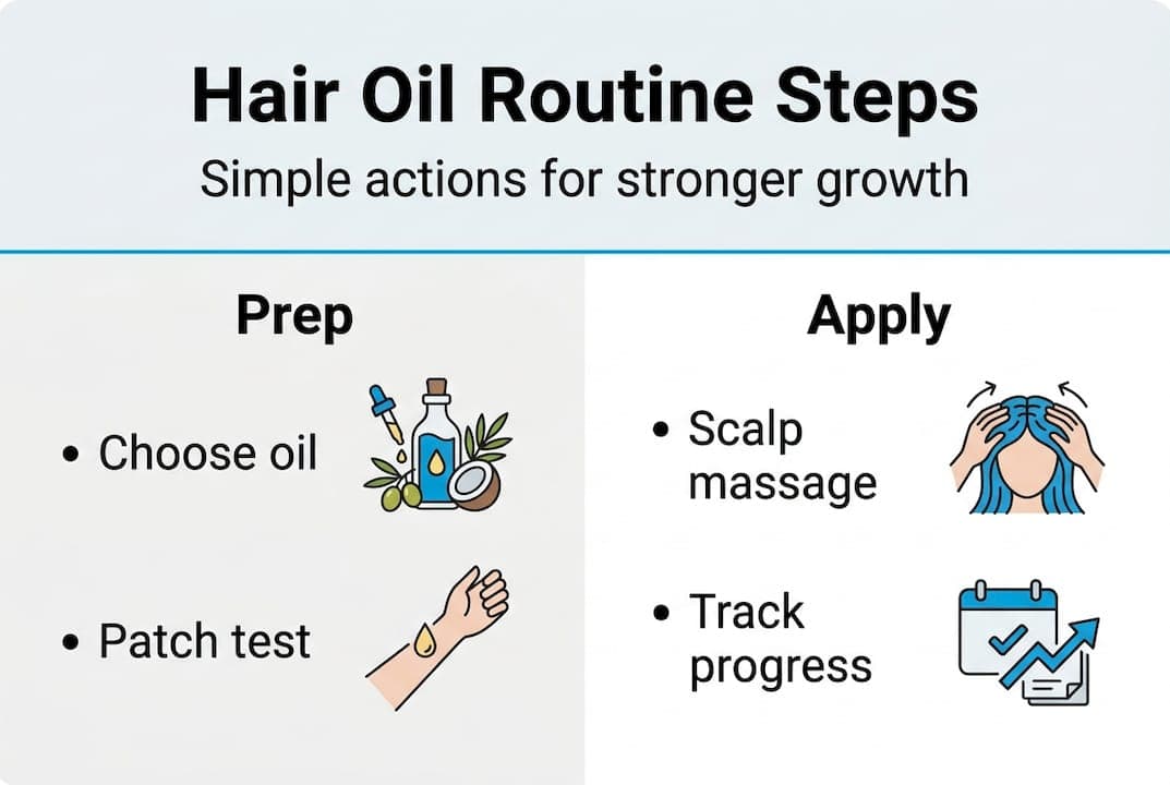 Infographic shows hair oil routine steps