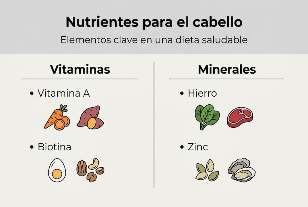 Infografía: nutrientes esenciales para mantener un cabello sano