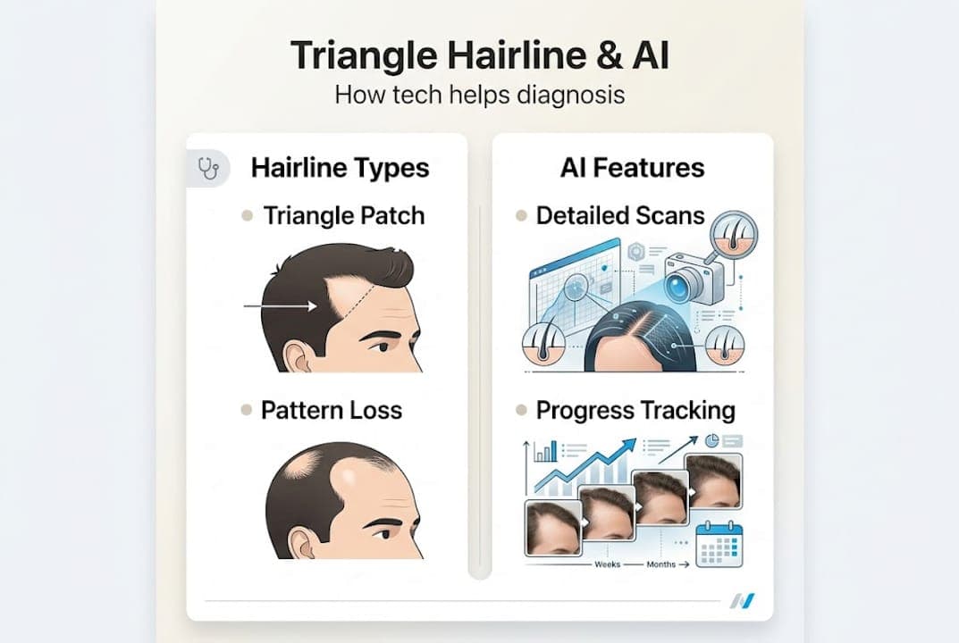Infographic showing triangle hairline and AI features