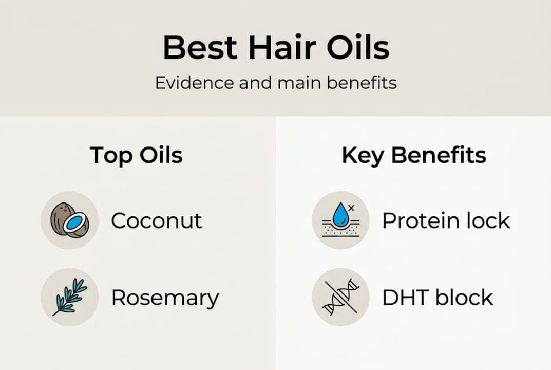 Infographic shows benefits of top hair oils