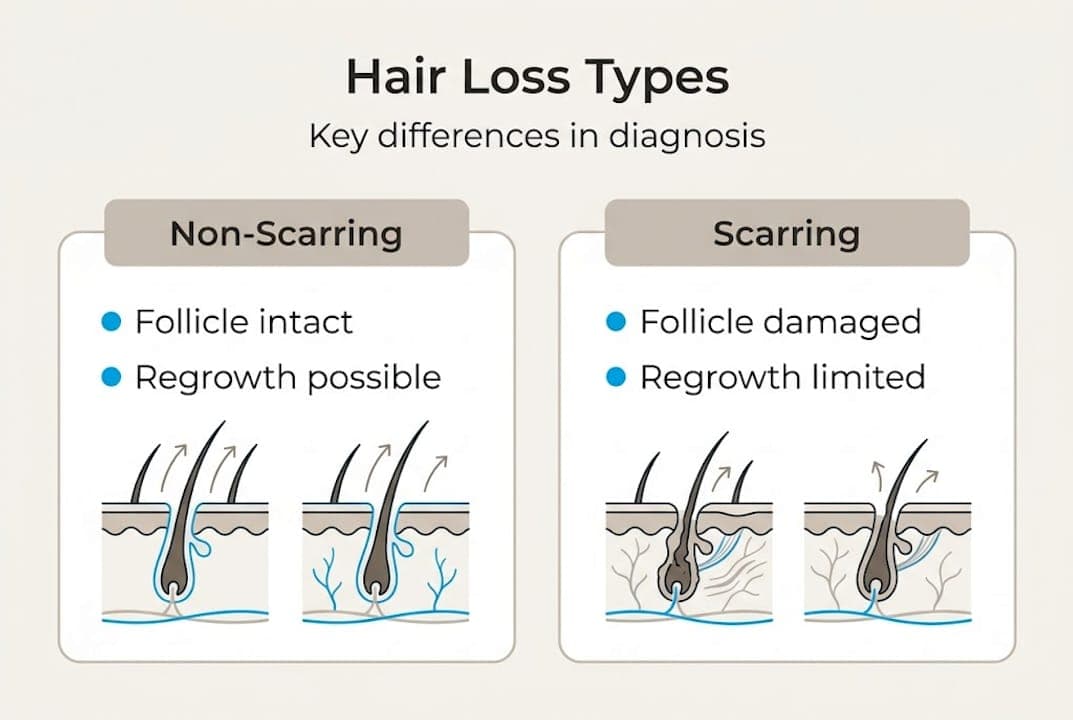 Infographic comparing hair loss types