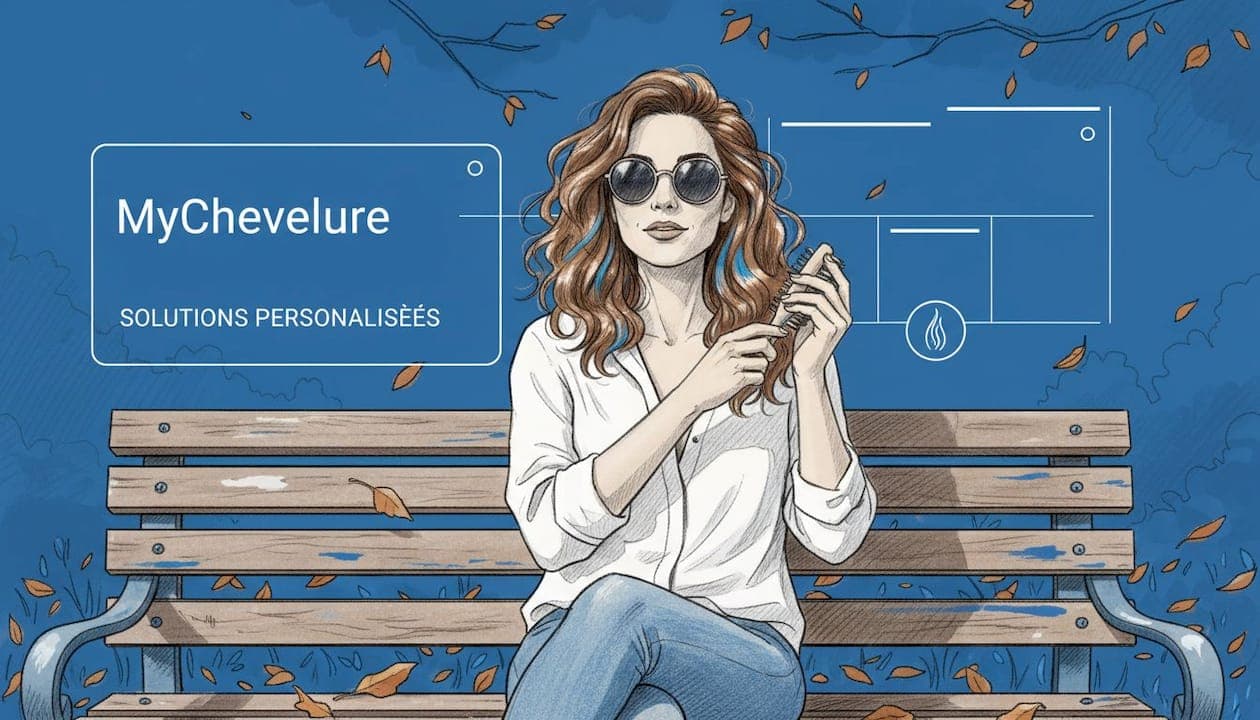 Une femme se coiffe tranquillement sous les rayons du soleil, assise dans un parc.