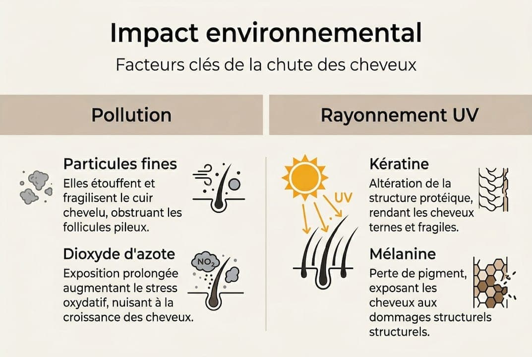 Infographie : quels sont les facteurs environnementaux qui favorisent la chute de cheveux ?