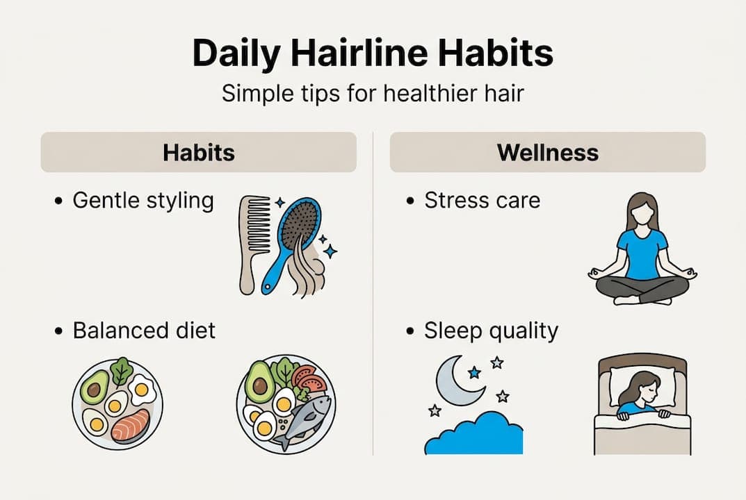 Infographic with daily hairline habits and wellness tips