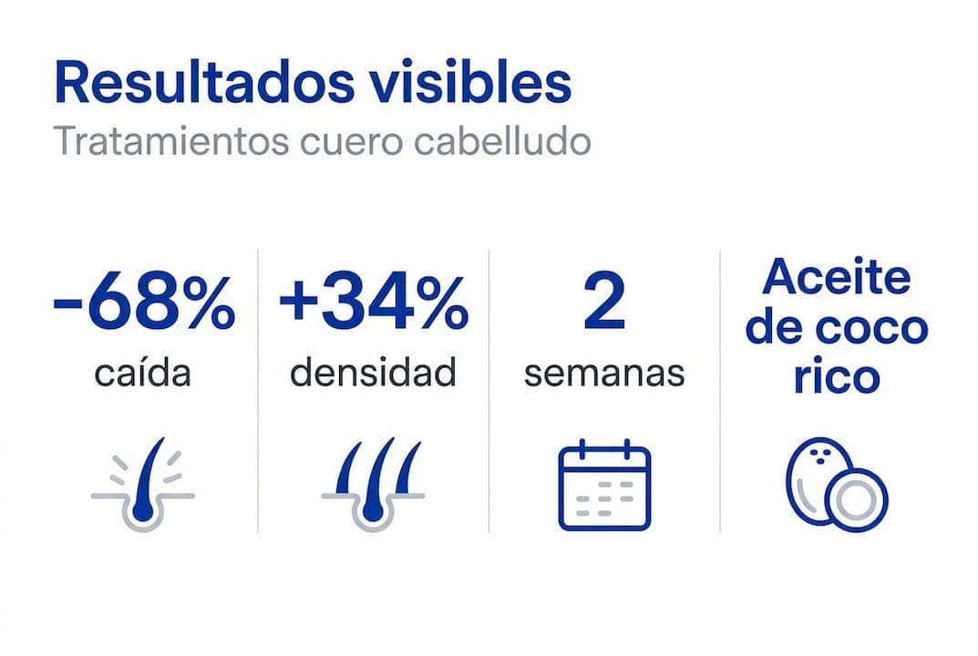 Infografía con las cifras más destacadas sobre los resultados de tratamientos capilares