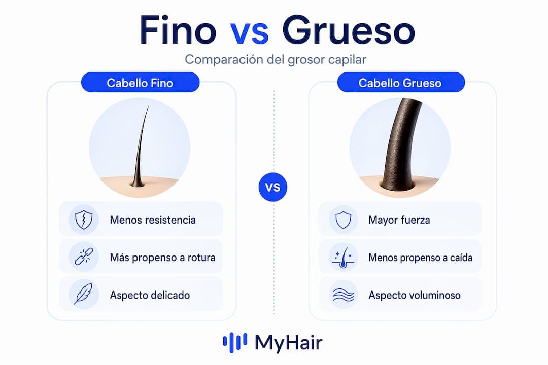 Infografía: diferencias entre el cabello fino y el cabello grueso