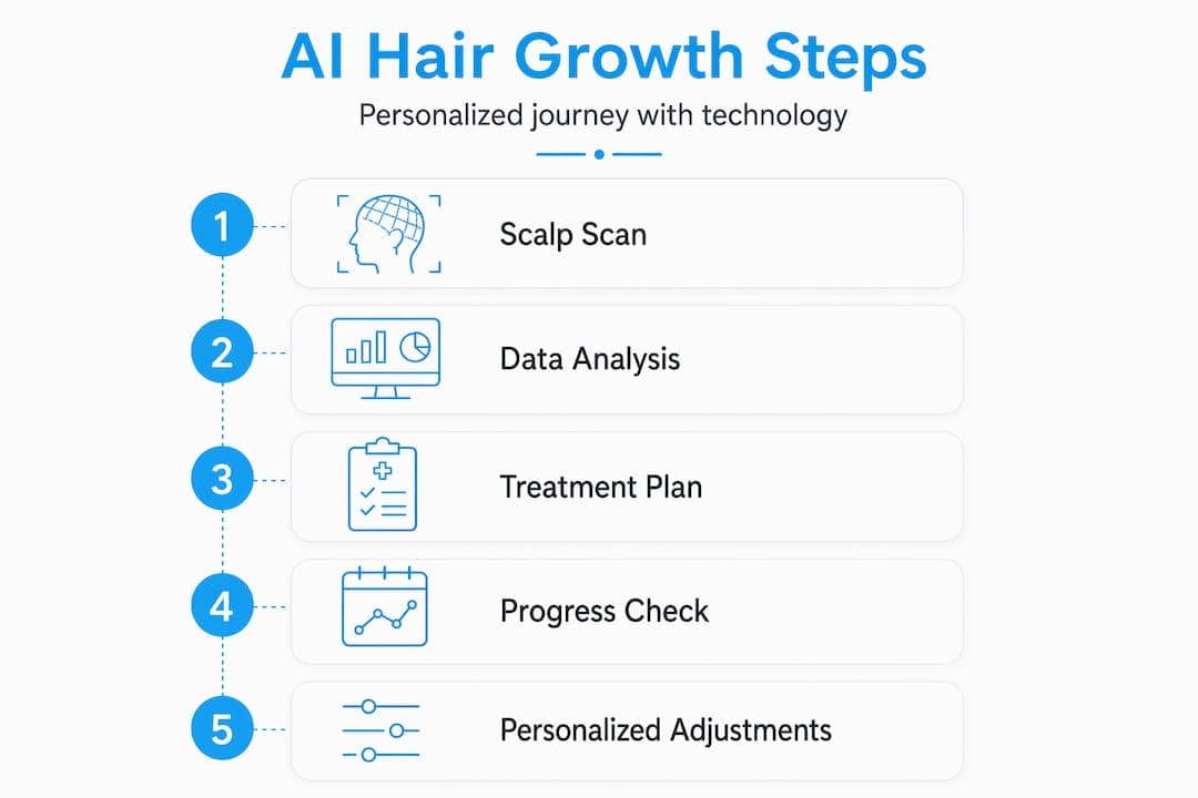 Infographic of steps in AI hair growth journey