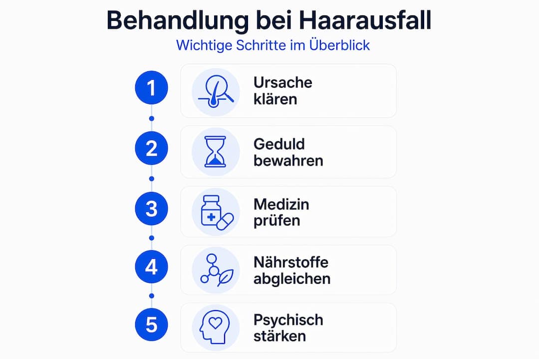 Grafik: So läuft eine Haarausfall-Behandlung ab – Schritt für Schritt erklärt