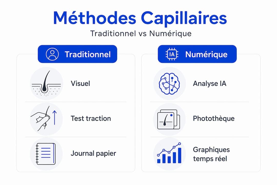 Infographie : le match entre techniques capillaires classiques et solutions digitales