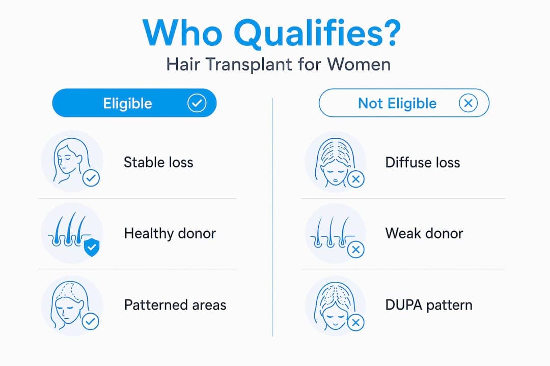 Infographic comparing eligibility for female transplants