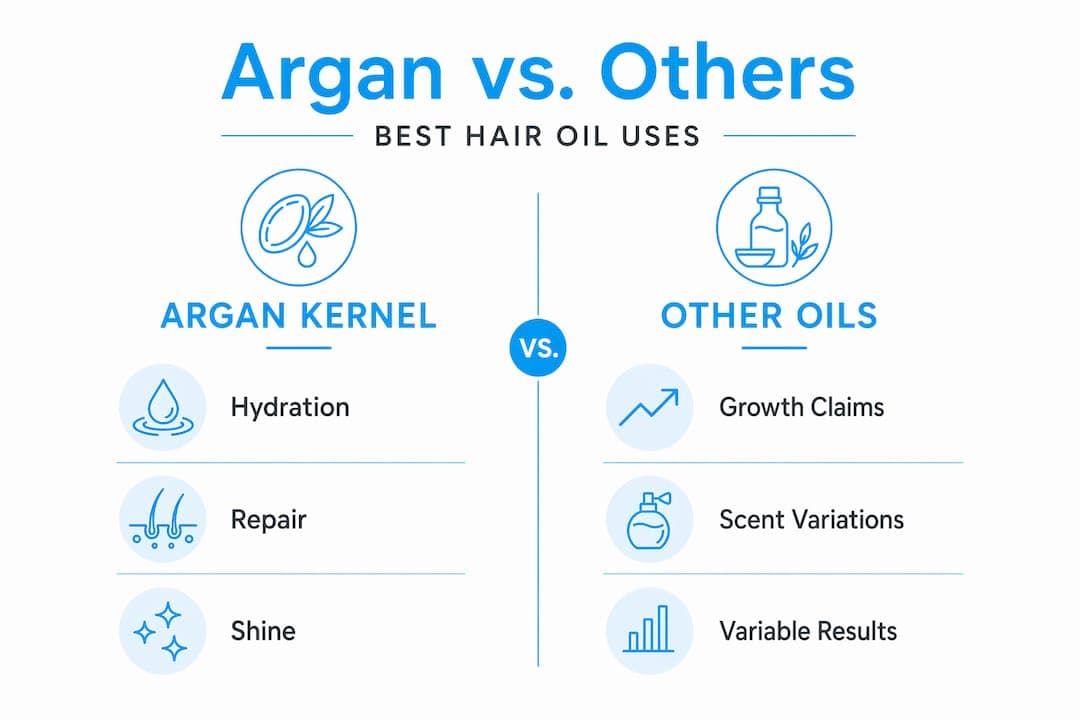 Infographic comparing argan oil to other hair oils