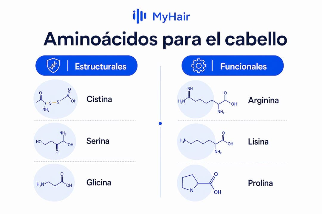Infografía que muestra las diferencias entre aminoácidos estructurales y funcionales