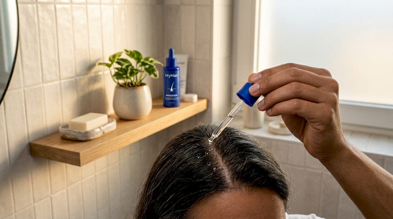 Minoxidil sollte am besten mit den Händen auf die trockene Kopfhaut aufgetragen werden.