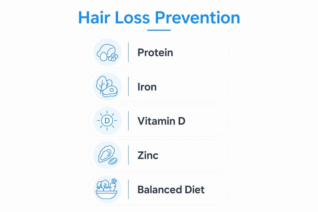 Infographic showing nutritional strategies for hair loss prevention