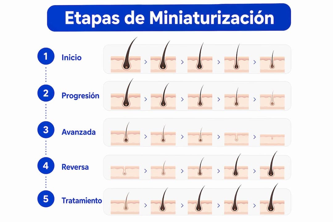 Infografía que ilustra las diferentes fases del proceso de miniaturización