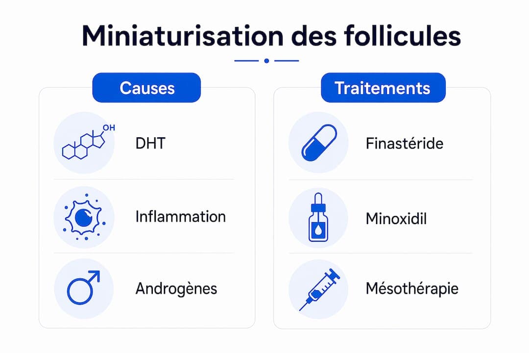 Une infographie synthétique qui met en parallèle les différentes causes et les options de traitement.