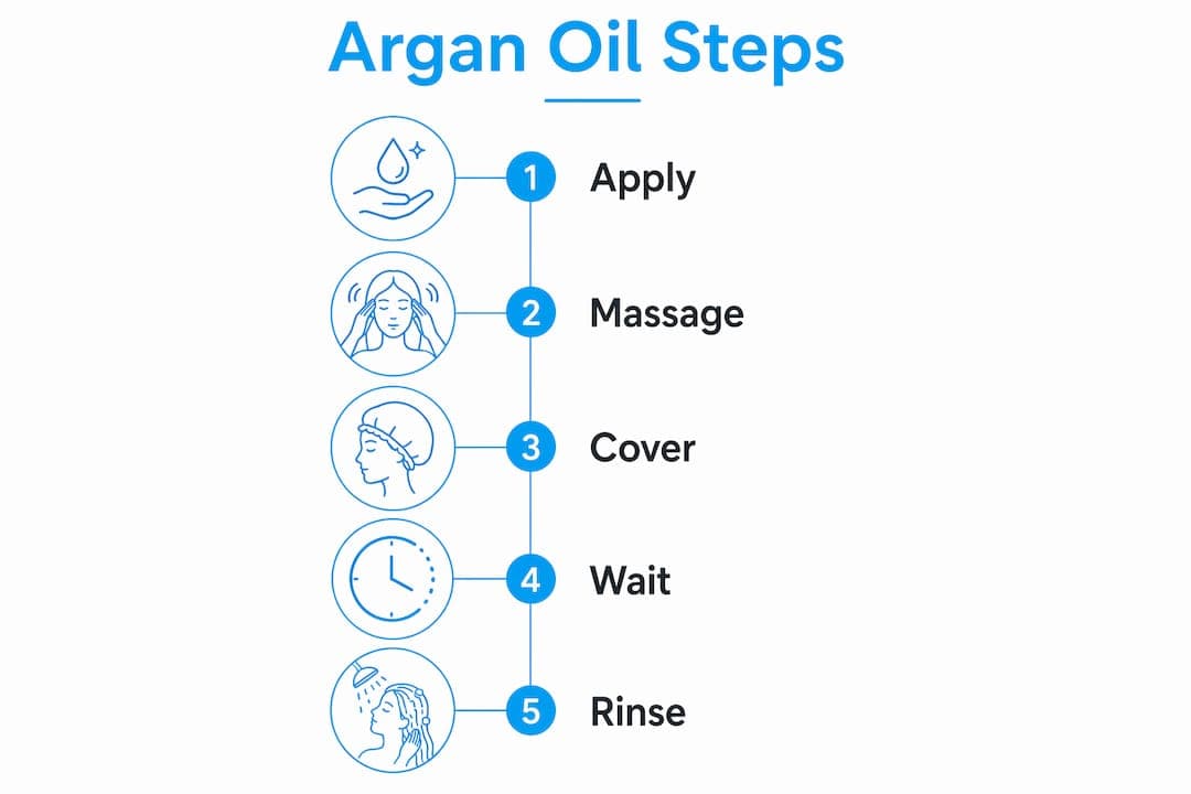 Infographic showing argan oil hair treatment steps