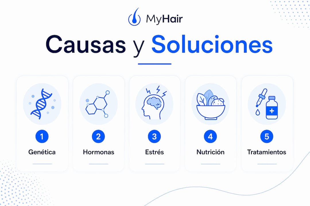 Infografía: causas más comunes de las entradas en el cabello y cómo solucionarlas paso a paso