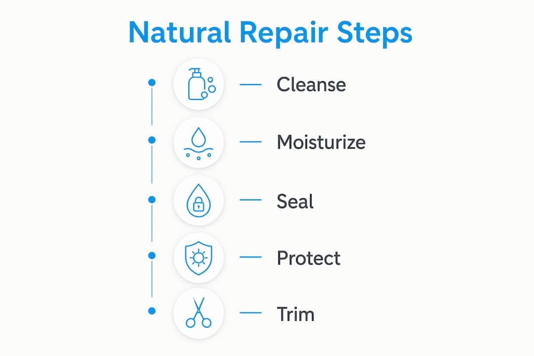 Infographic showing natural hair repair routine steps