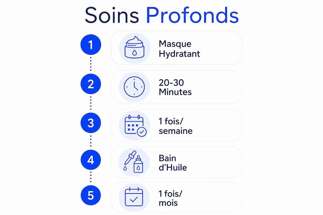 Découvrez en images à quelle fréquence il est recommandé d'effectuer des soins profonds pour vos cheveux.