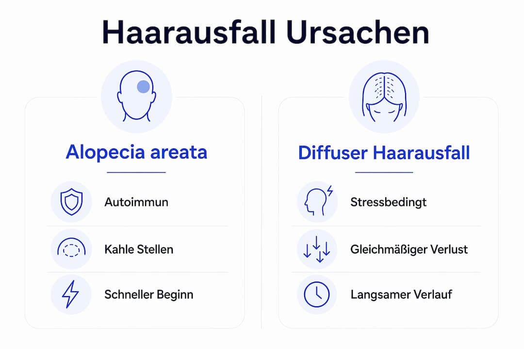 Grafische Übersicht: Was steckt hinter kreisrundem und diffusem Haarausfall?