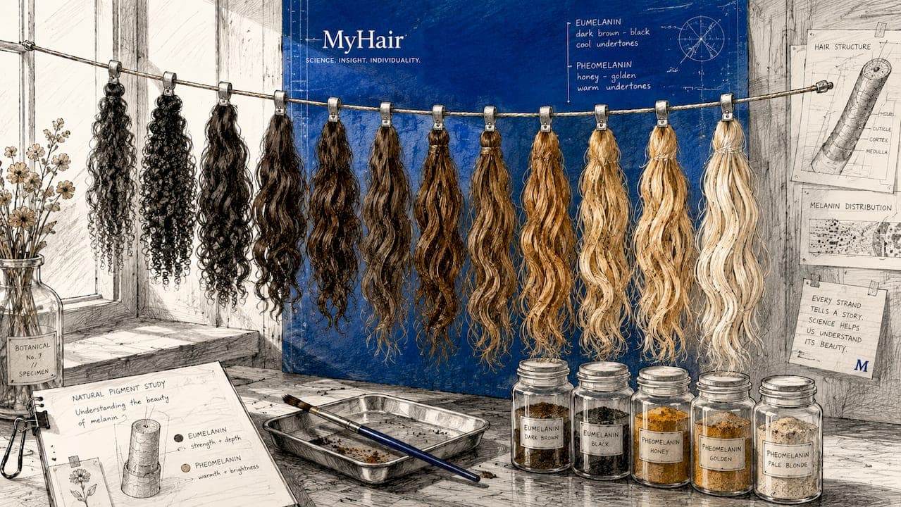 Gros plan sur des mèches de cheveux de différentes couleurs, mettant en valeur la richesse des pigments.