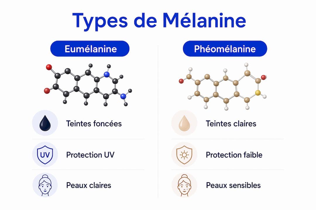 Infographie : les différences entre l’eumélanine et la phéomélanine