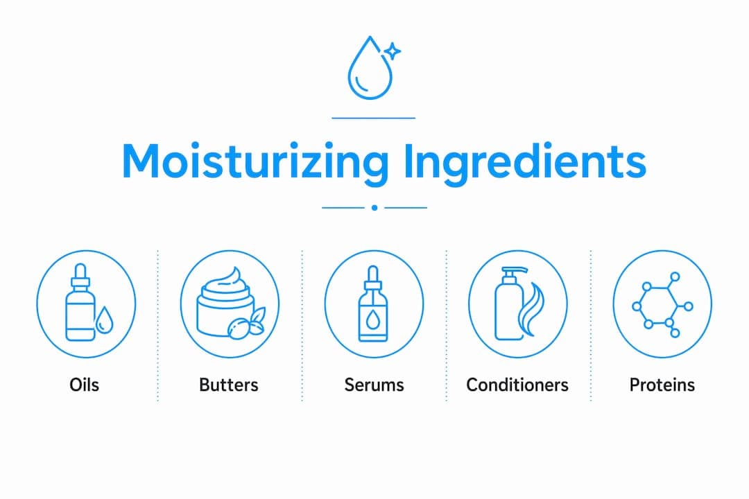 Infographic showing best moisturizing ingredients for coarse hair