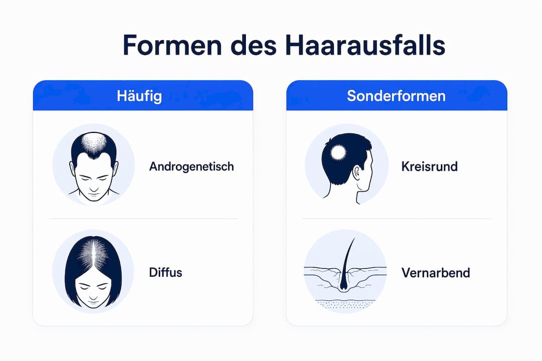 Übersicht: Verschiedene Ursachen und Erscheinungsbilder von Haarausfall – anschaulich erklärt