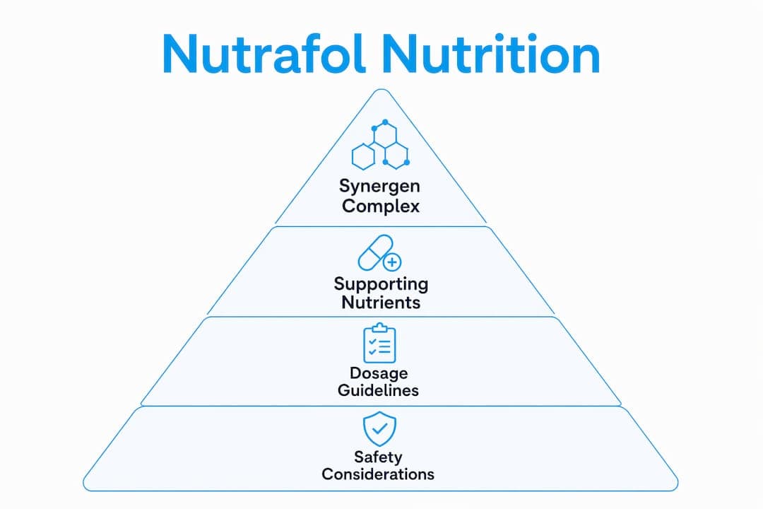 Infographic showing Nutrafol nutrition hierarchy and key points
