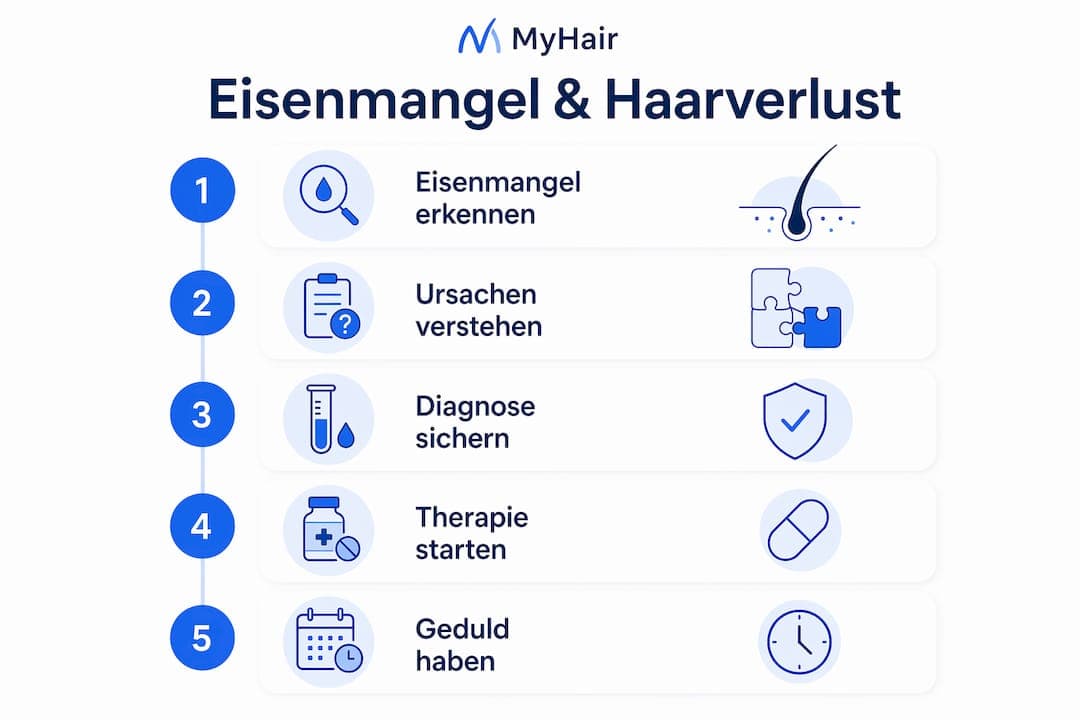 Grafische Übersicht: So hängt Eisenmangel mit Haarausfall zusammen