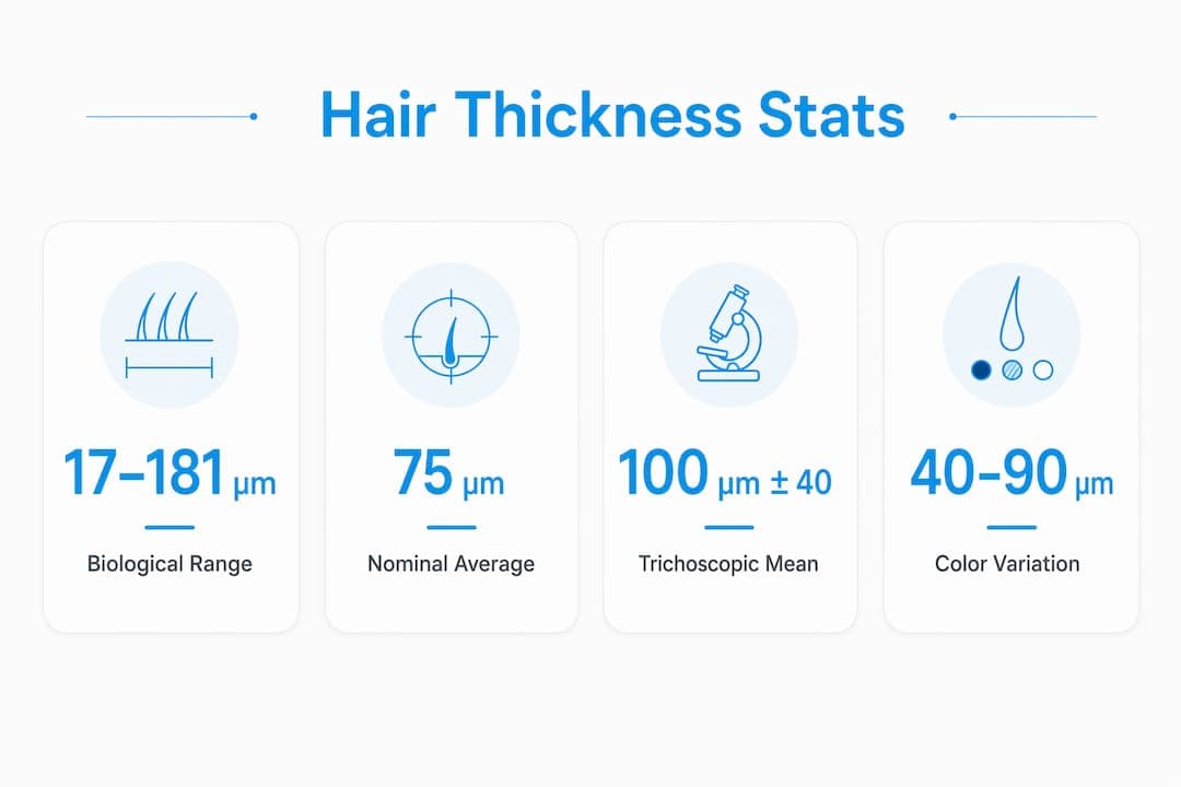Infographic showing statistical data on hair thickness