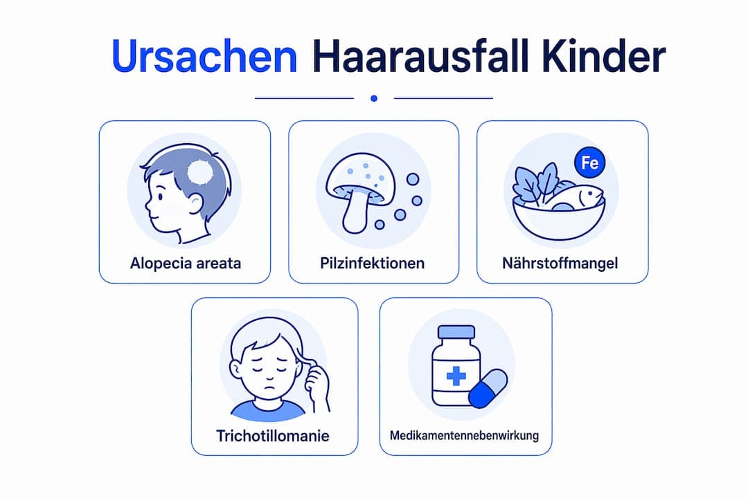 Infografik: Die häufigsten Ursachen für Haarausfall bei Kindern – ein Überblick